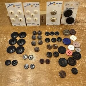 Collection of Vintage buttons, 4 on Cards, 45 Loose Buttons sets and one offs